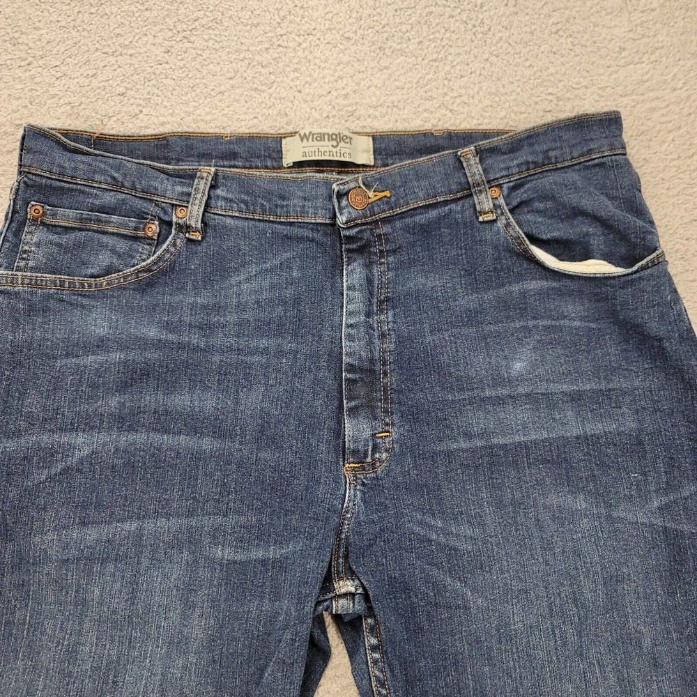 Wrangler Jeans Mens 38x30 Blue Denim ZM100TW Straight Fit Medium Wash - Picture 10 of 16